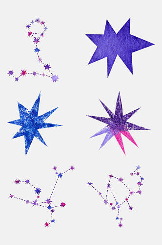 几何水彩紫色梦幻宇宙星球免抠素材