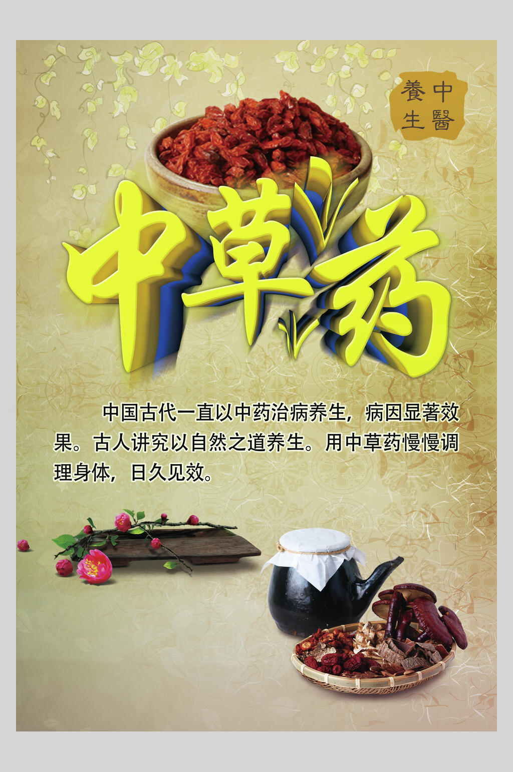 中草药中药养生文化海报素材
