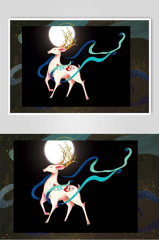 国潮敦煌仙鹿插画