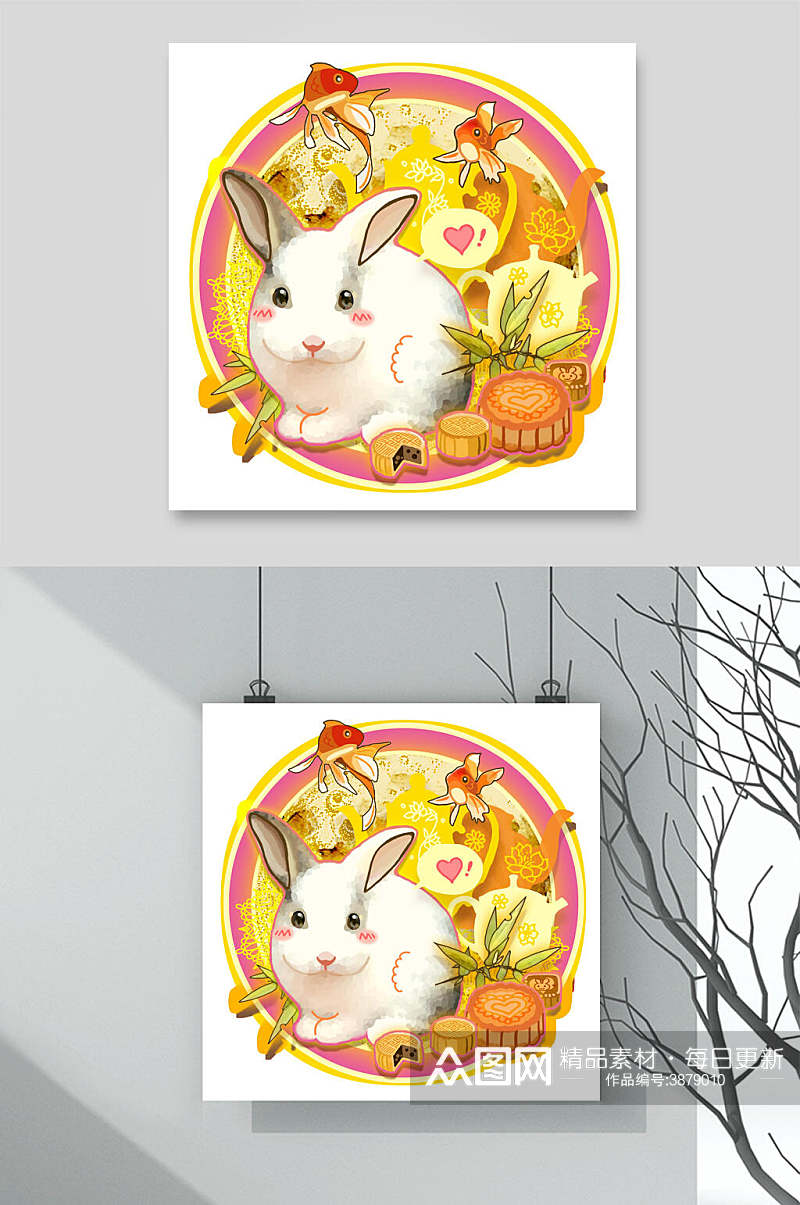 可爱兔子中秋节设计素材素材