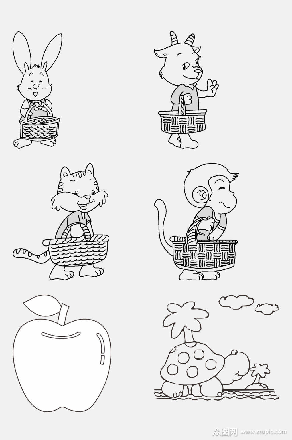 线稿卡通绘画免抠设计素材模板下载-编号3794491-众图网