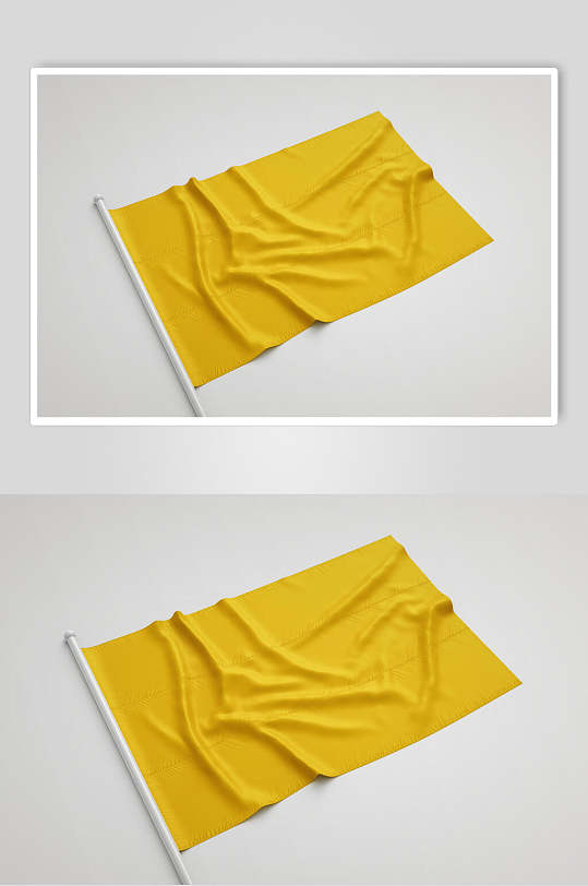褶皱长方形黄道路旗帜贴图样机-众图网