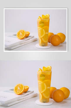 鲜橙果茶饮品图片