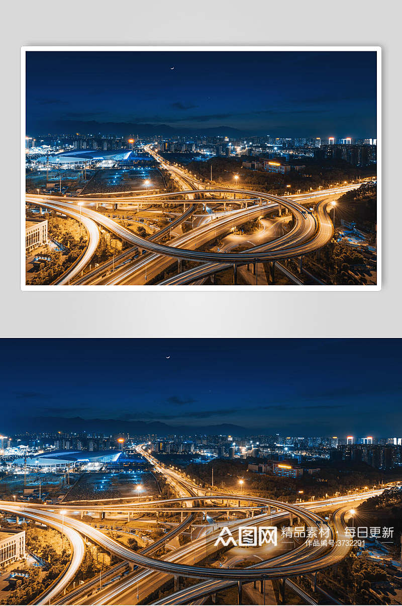 唯美城市立交桥夜景高清图片素材