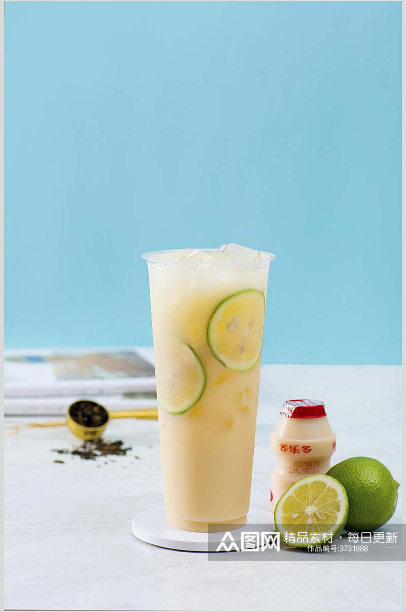 清新美味柠檬养乐多饮品图片素材