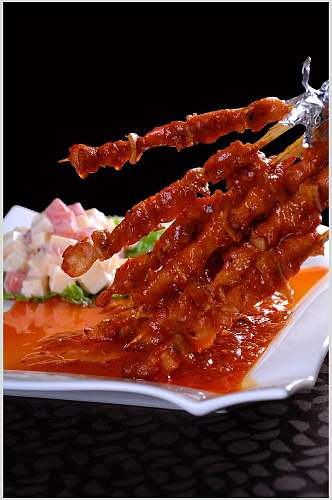 沙拉骨肉串家常菜品餐饮高清图片