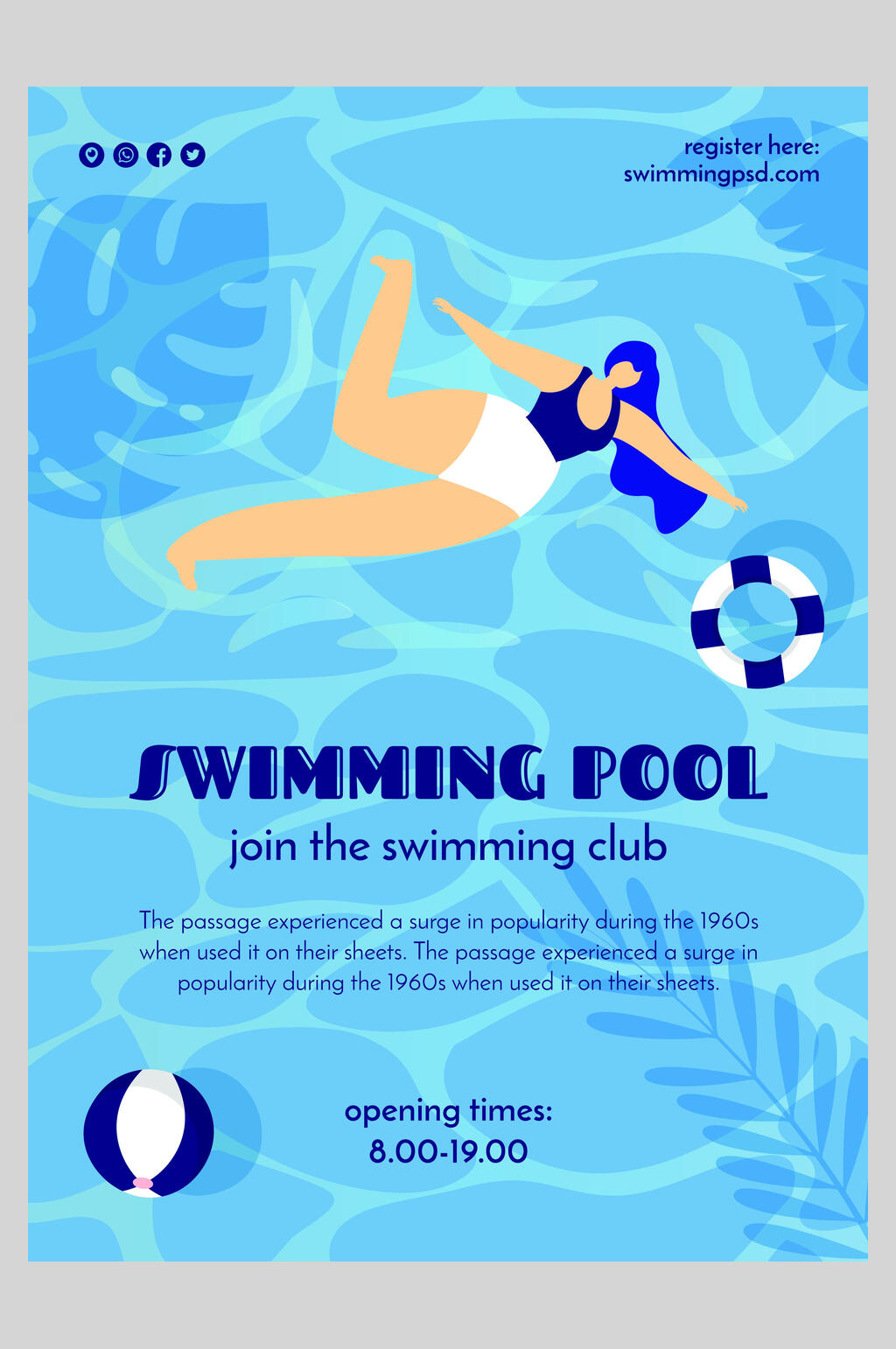 英语游泳社团海报图片