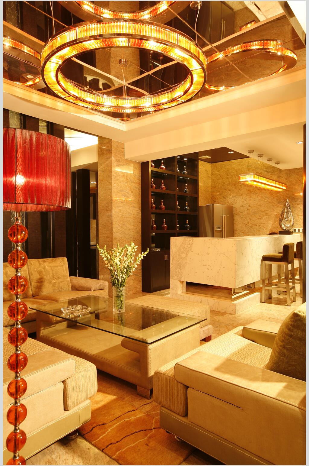 简约欧式建筑环形设计红色KTV室内装修图片素材