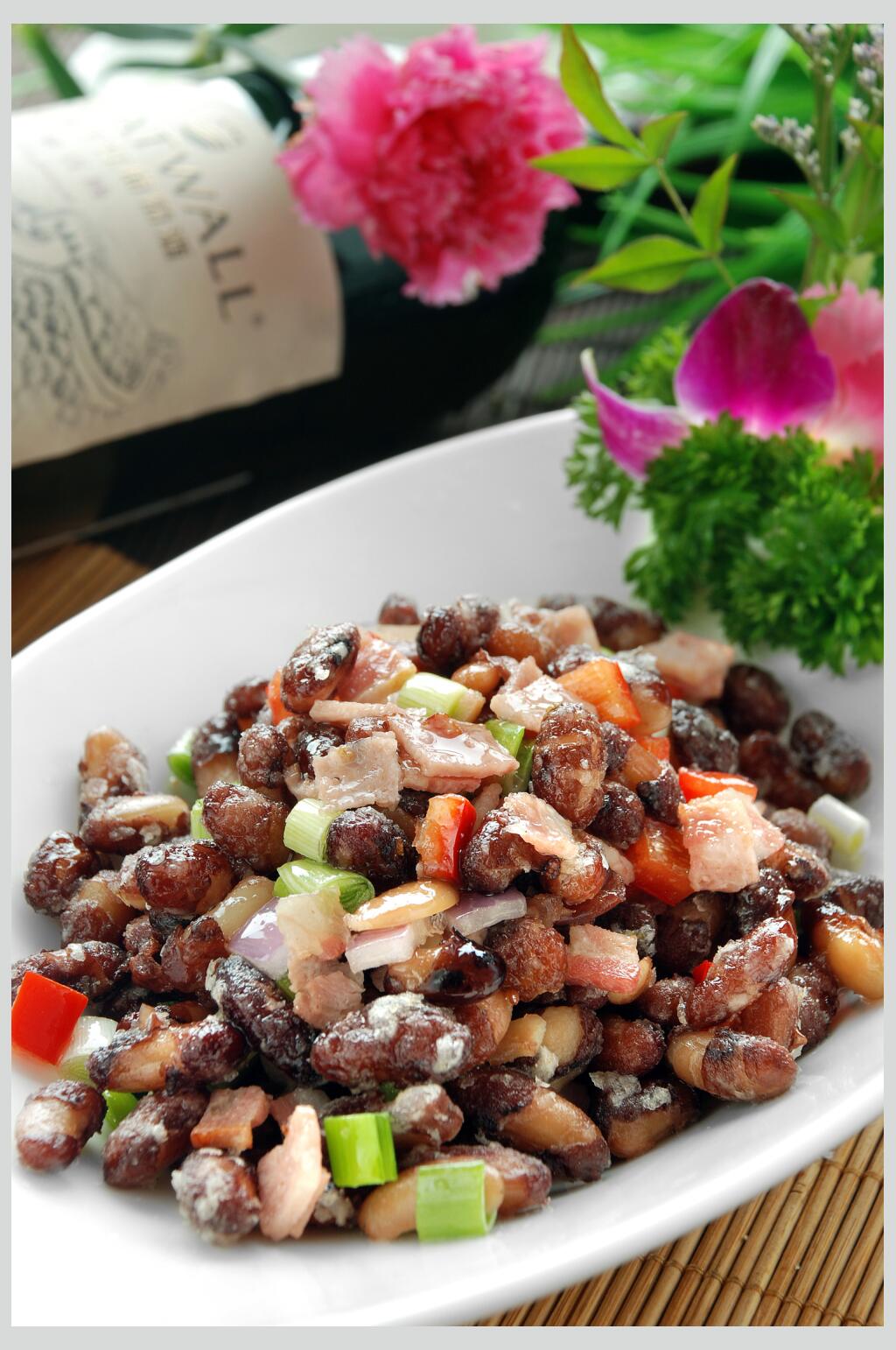 培根焗军豆家常菜品图片素材