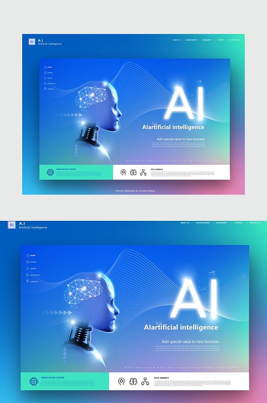 人脑炫彩国外网站UI设计