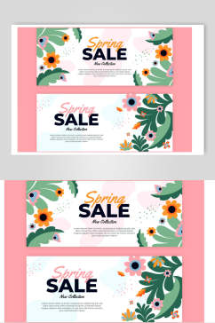 粉色创意花朵春季促销卡片