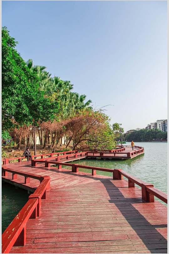 福州西湖木栈道高清图片