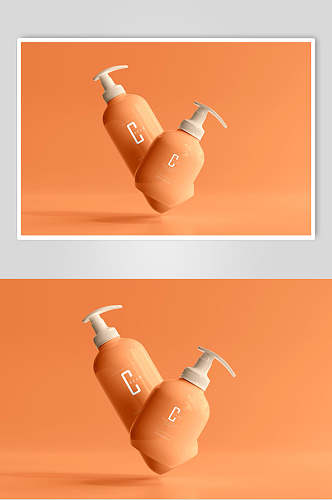 橙色简约高端大气清新挤压瓶样机