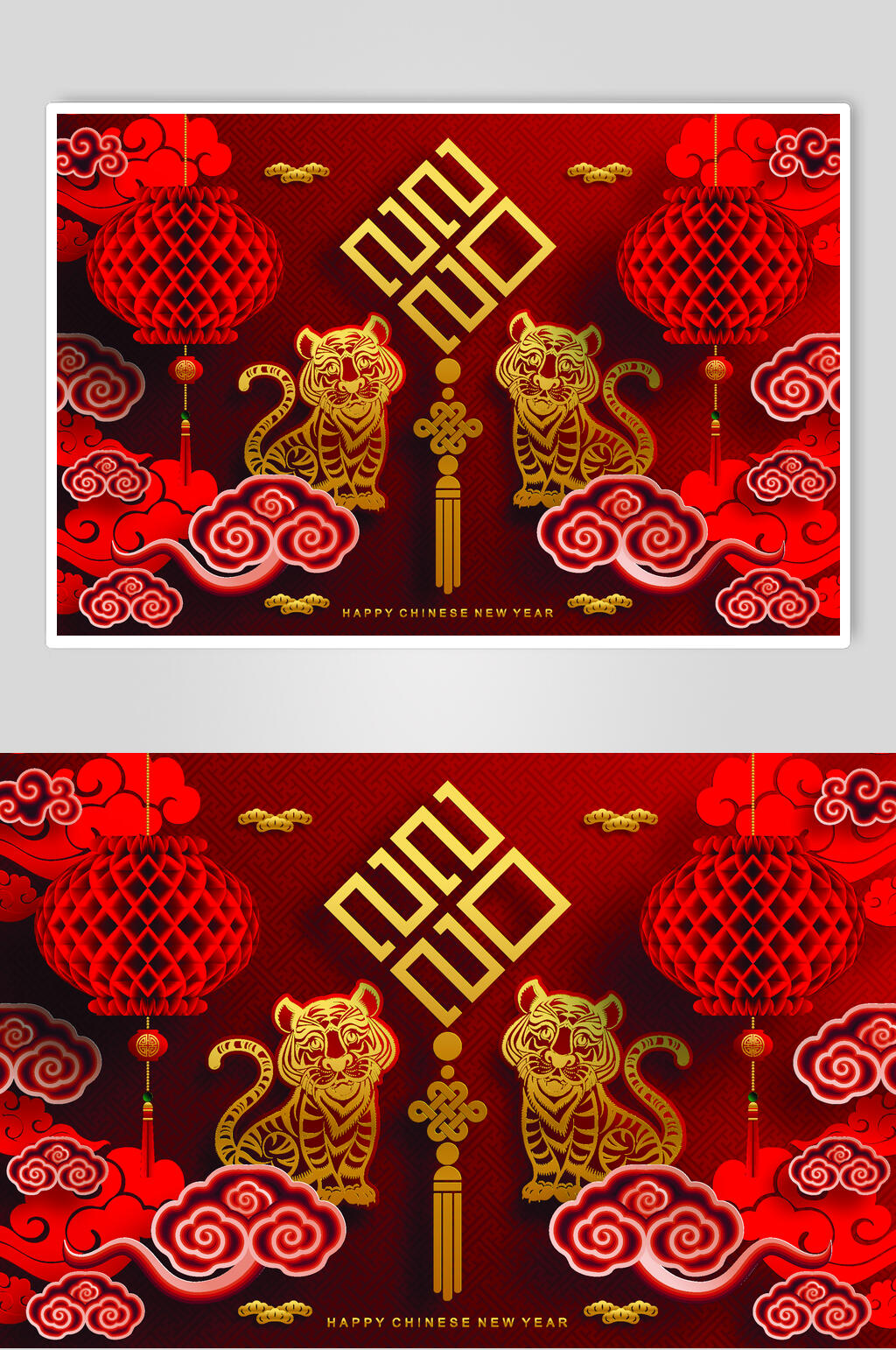 红色灯笼祥云新年喜庆图案矢量素材素材