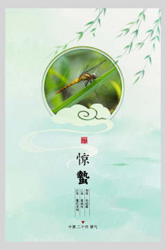蜻蜓惊蛰节气海报
