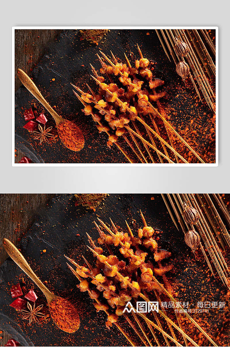 招牌香辣烤肉串烧烤美食摄影图片素材