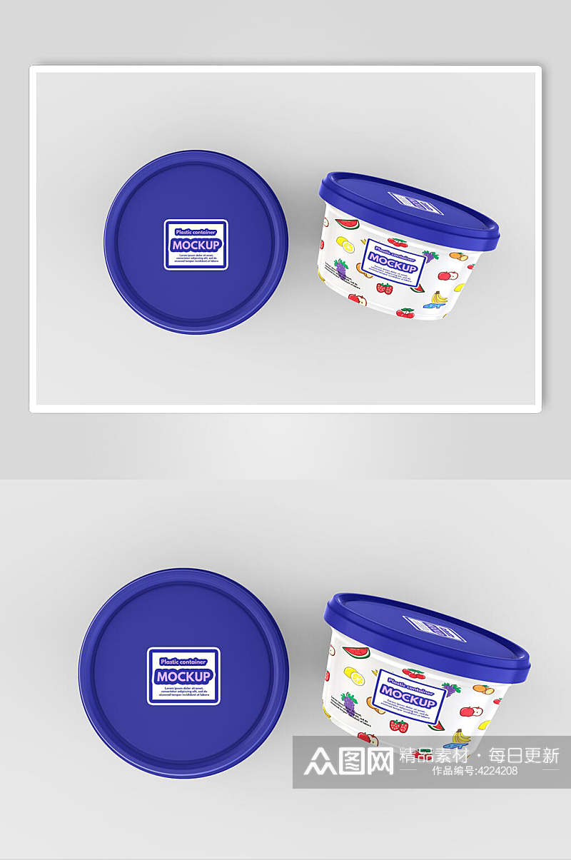 英文圆形紫冰淇淋包装贴图样机素材