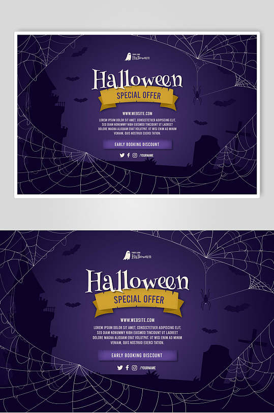 黑紫色英文万圣节海报