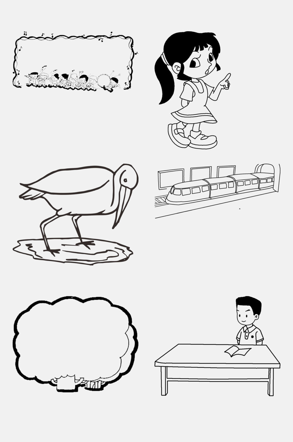 简约黑白线稿卡通绘画免抠素材素材