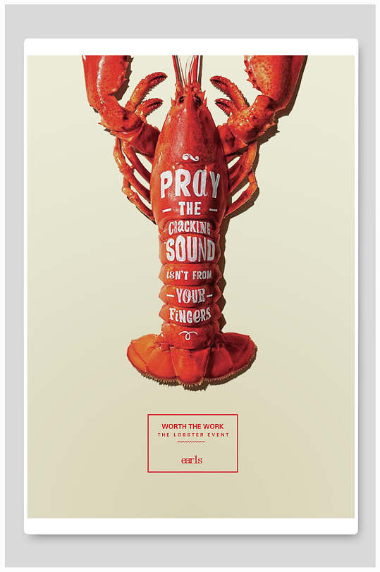 英文小龙虾美食海报
