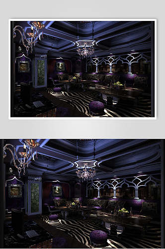 阴暗神秘优雅高级感紫色KTV室内装修图片