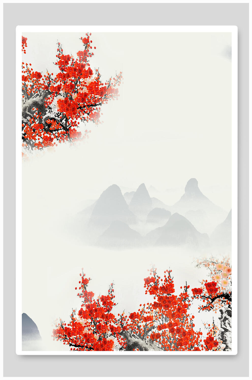 梅花传统工笔画背景素材
