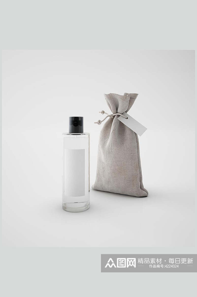 袋子瓶子高端大气香水包装贴图样机素材