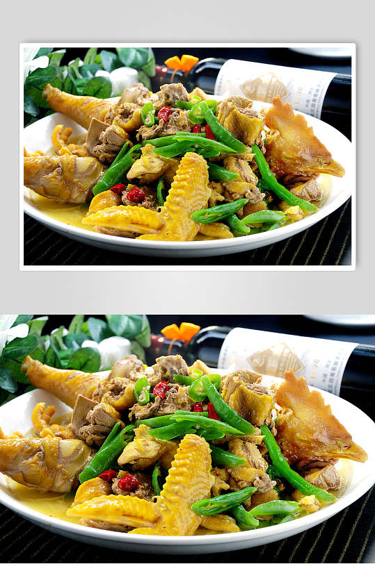 鸭青椒焖土鸡家常菜品图片