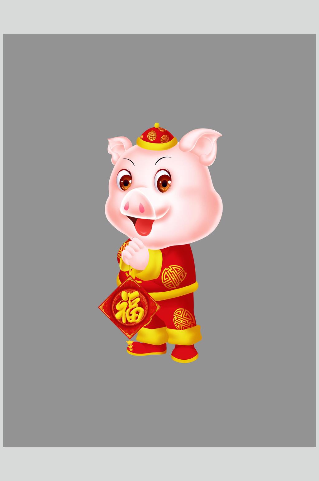 灰色可爱发财小猪素材素材