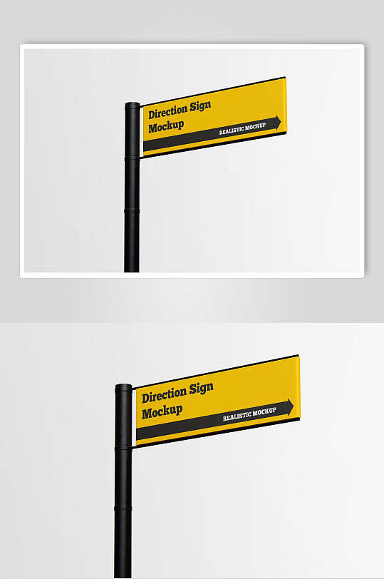 黄色英文方向指示路标指示牌样机