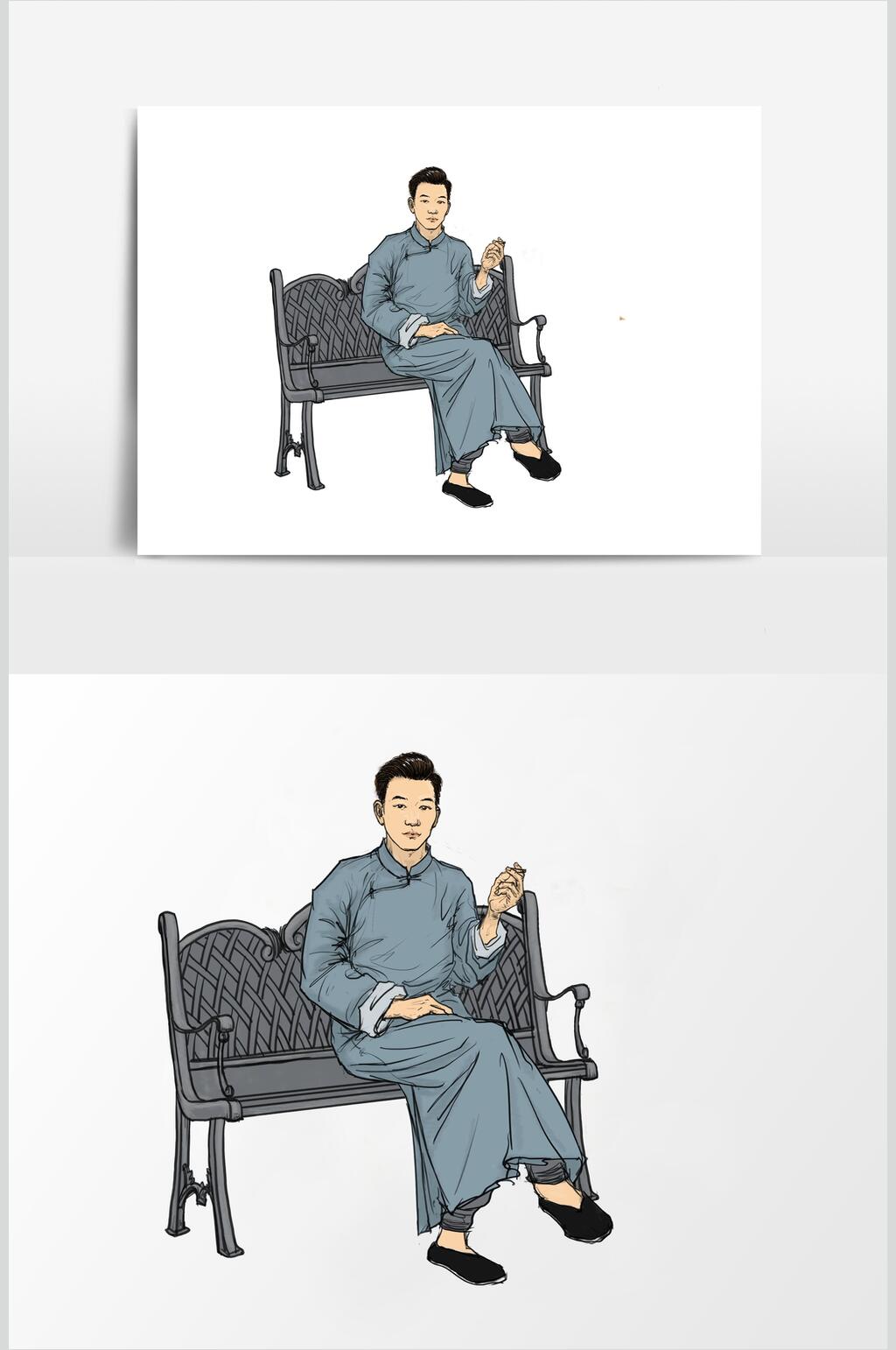 新中式国风人物素材素材