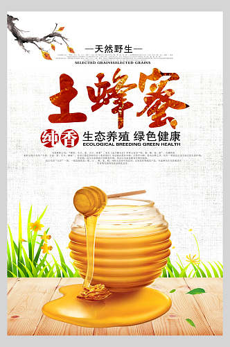 纯香生态养殖土蜂蜜自然蜂蜜海报