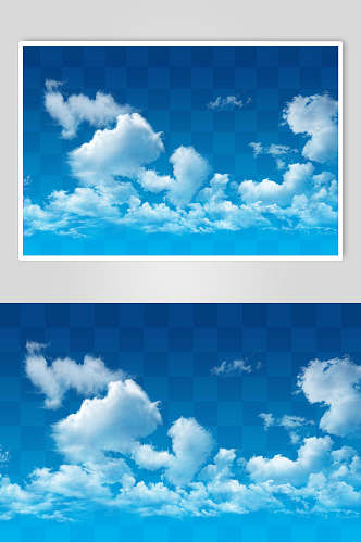 蓝色渐变横版蓝色白云天空素材