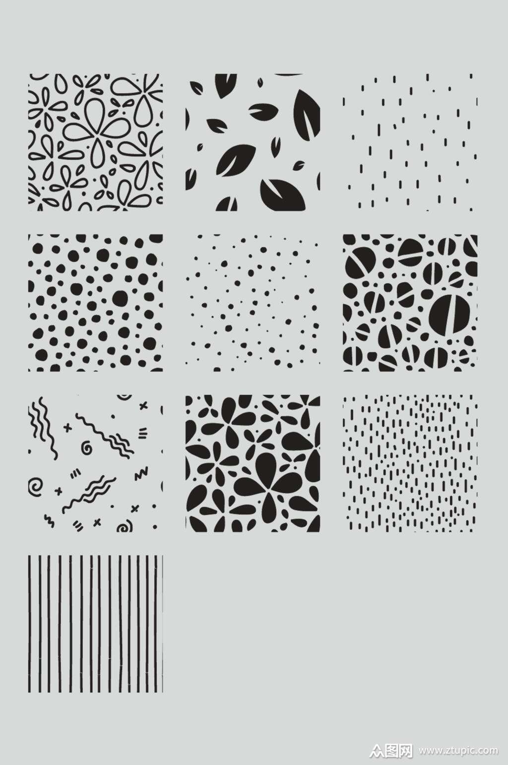 黑白图形几何涂鸦矢量素材