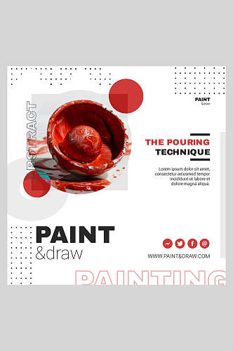 红色抽象艺术油漆飞溅海报