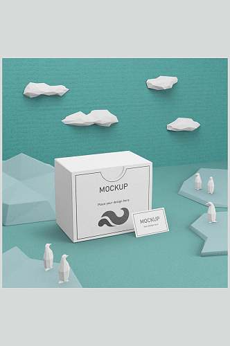 云朵石头企鹅盒子包装展示样机