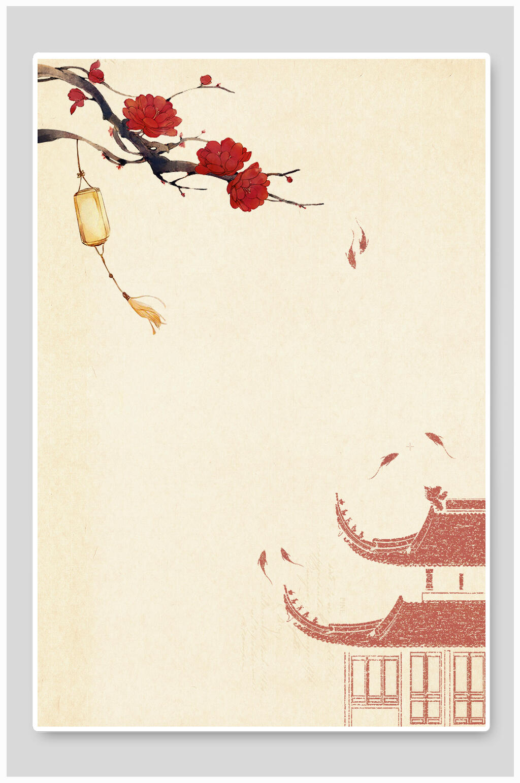 梅花传统工笔画背景素材