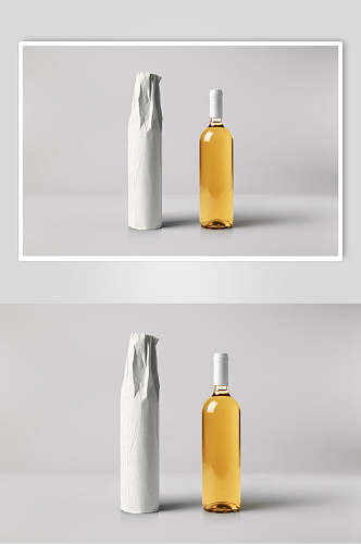 瓶子黄灰高端大气酒瓶包装纸样机