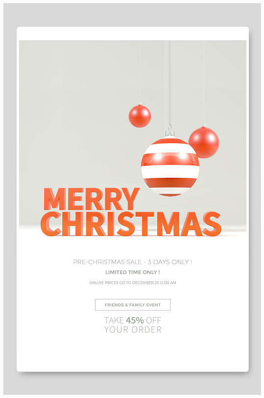 英文打折促销活动圣诞节海报