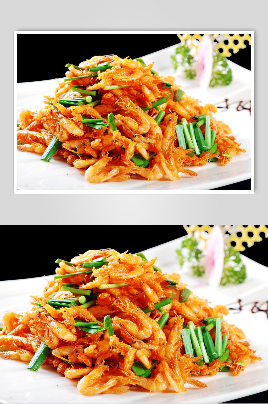 韭菜炒河虾家常菜品图片素材