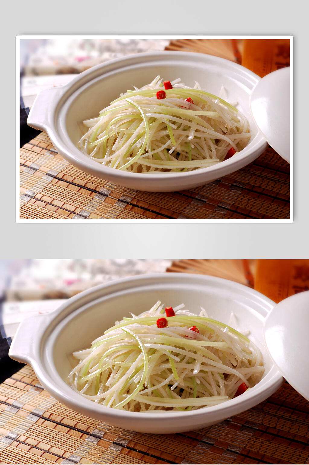 脆爽芹菜藕丝家常菜品图片素材