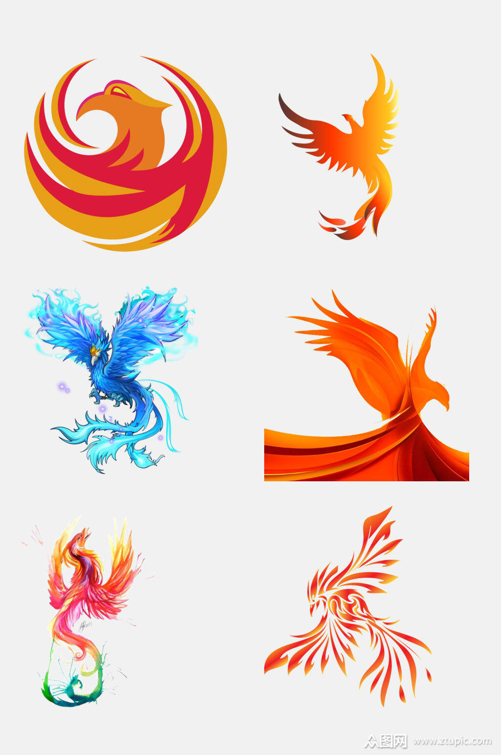 炫彩唯美吉祥凤凰鸟类免抠素材素材