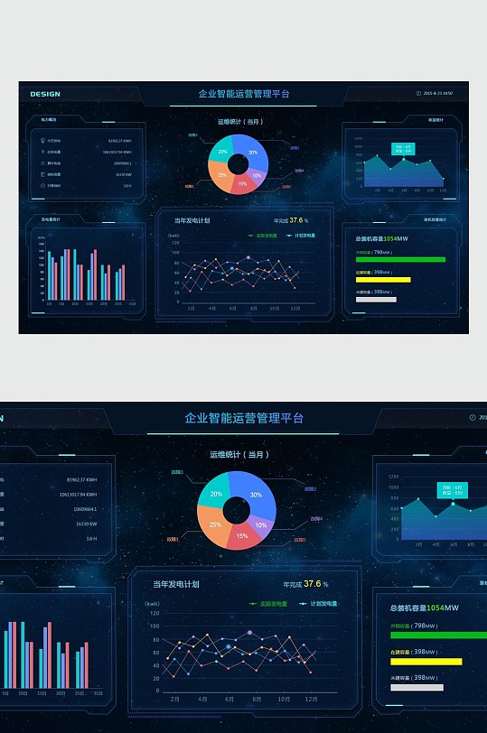 企业智能运营数据可视化图表UI素材