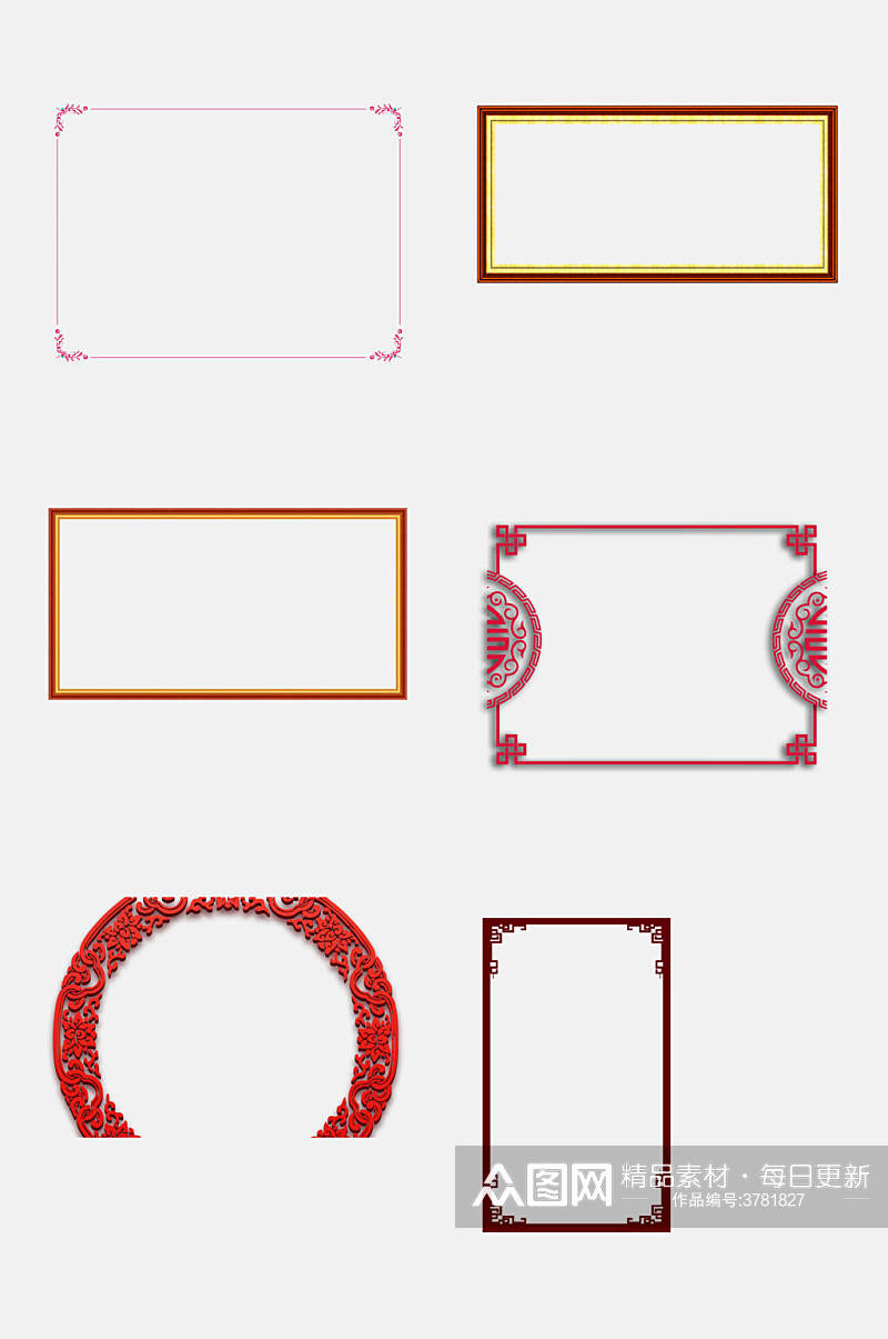 复古风中国风花纹边框免抠设计素材素材