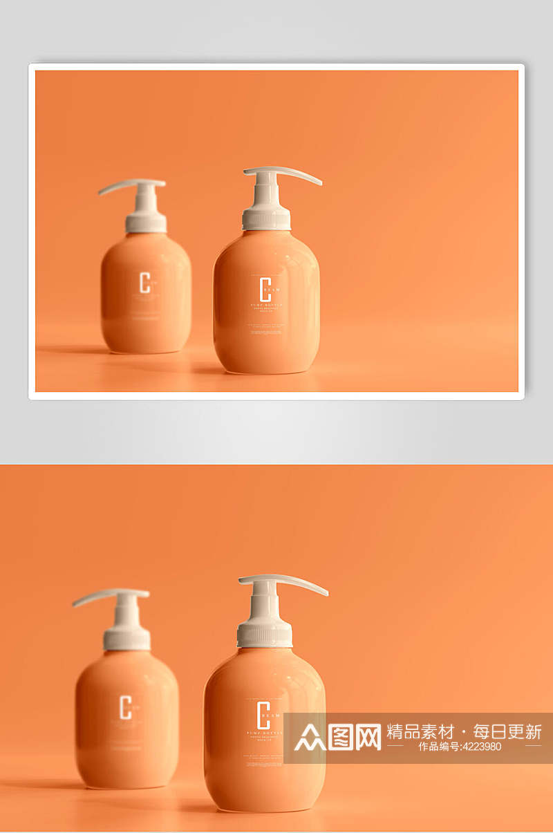 橙色瓶子高端大气简约风挤压瓶样机素材