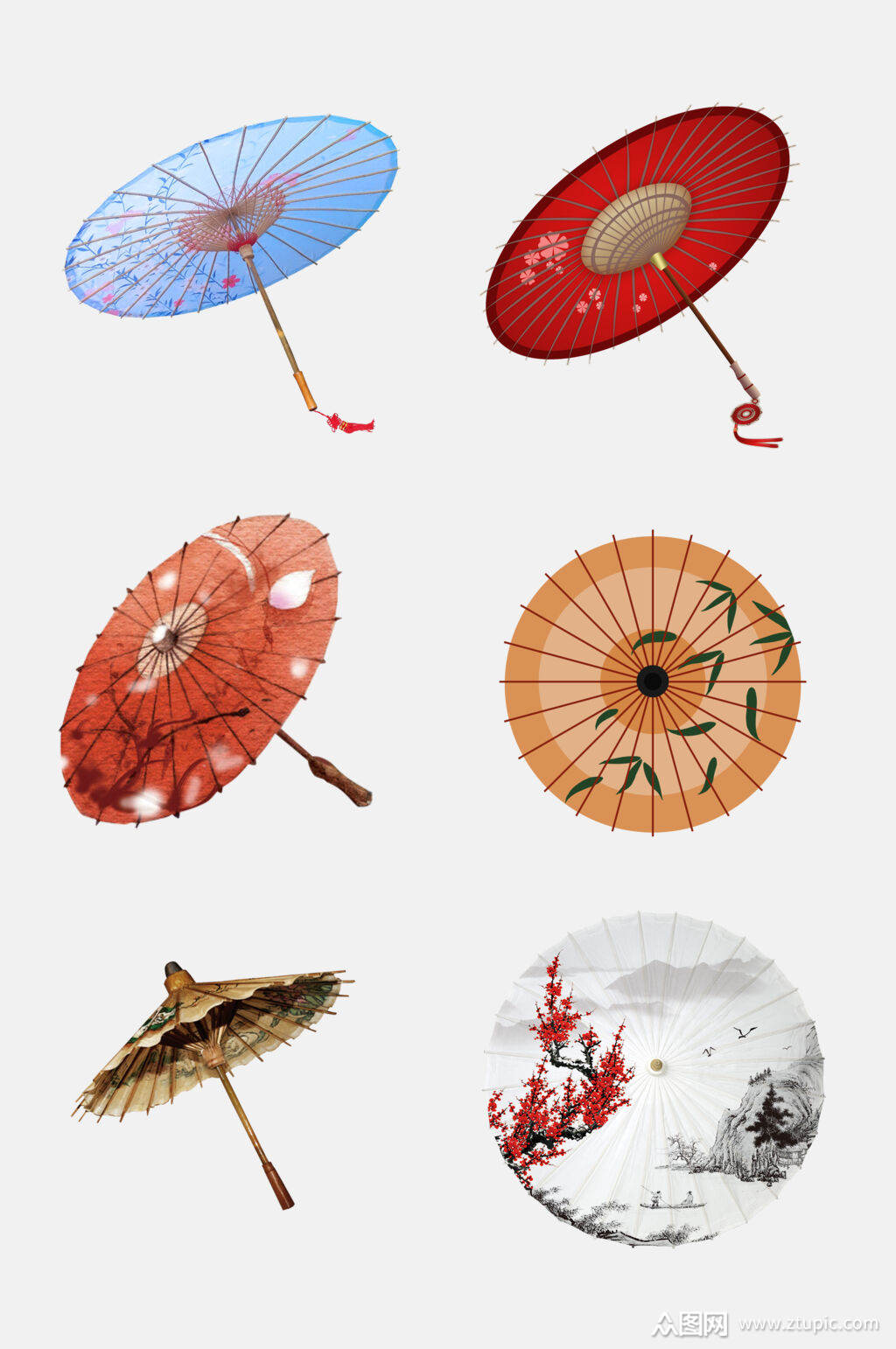 中国风水墨画油纸伞免抠素材素材