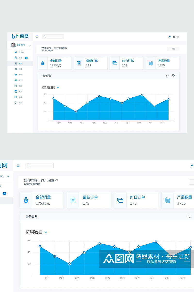 折线数据可视化图表UI素材素材