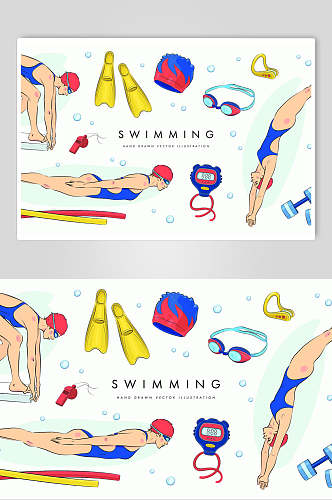 泳镜夏季游泳矢量素材
