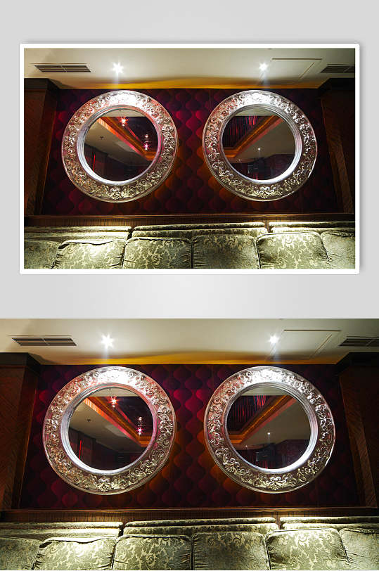 环形镜子灯光鲜明简约优雅KTV室内装修图片