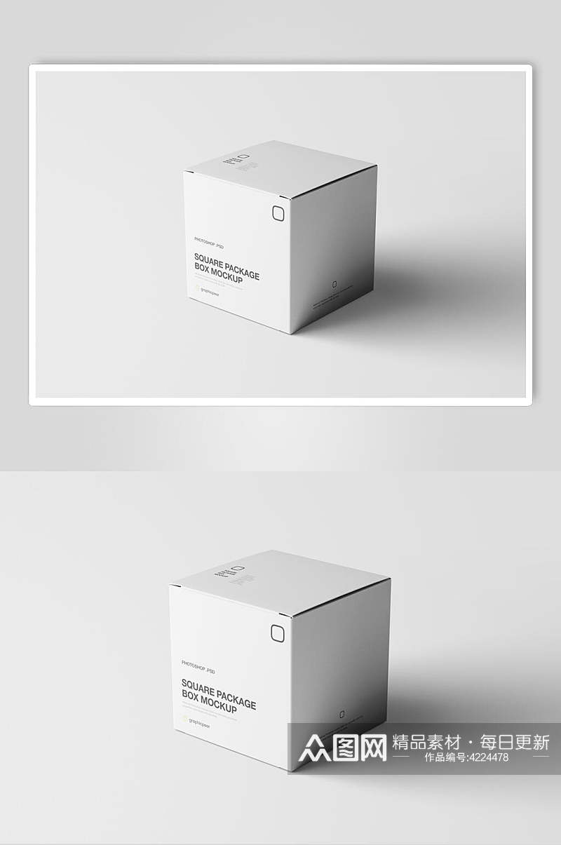 白色正方形包装盒样机素材
